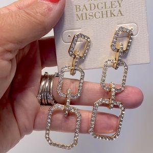 NWT Studio Badgley Mischka Clear Crystal Gold Tone